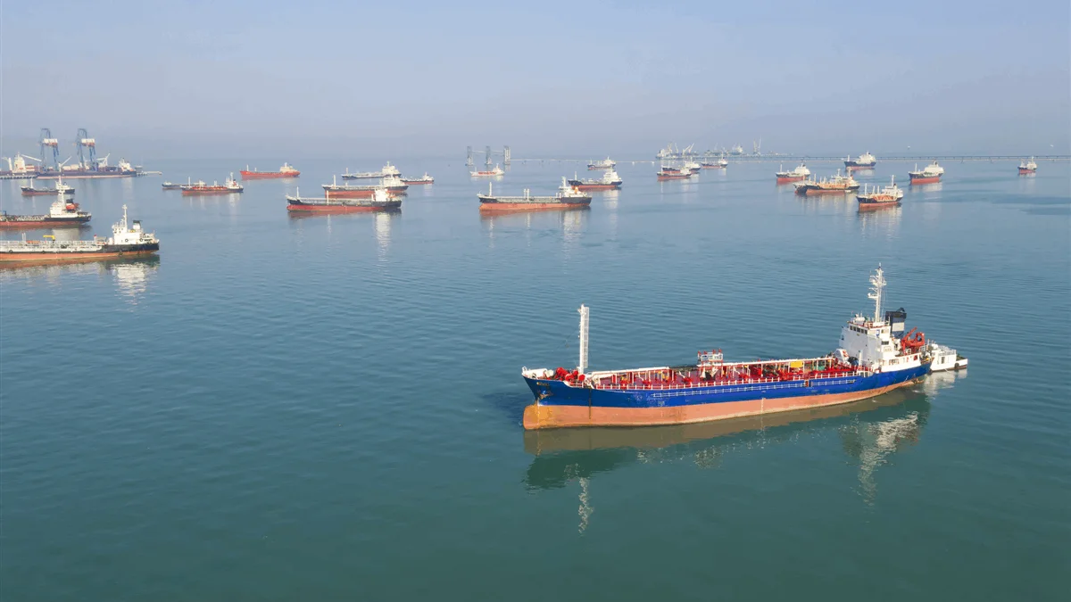 Oil tankers anchored offshore