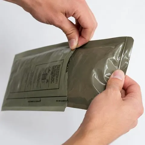 Pour the MRE into the heater pouch